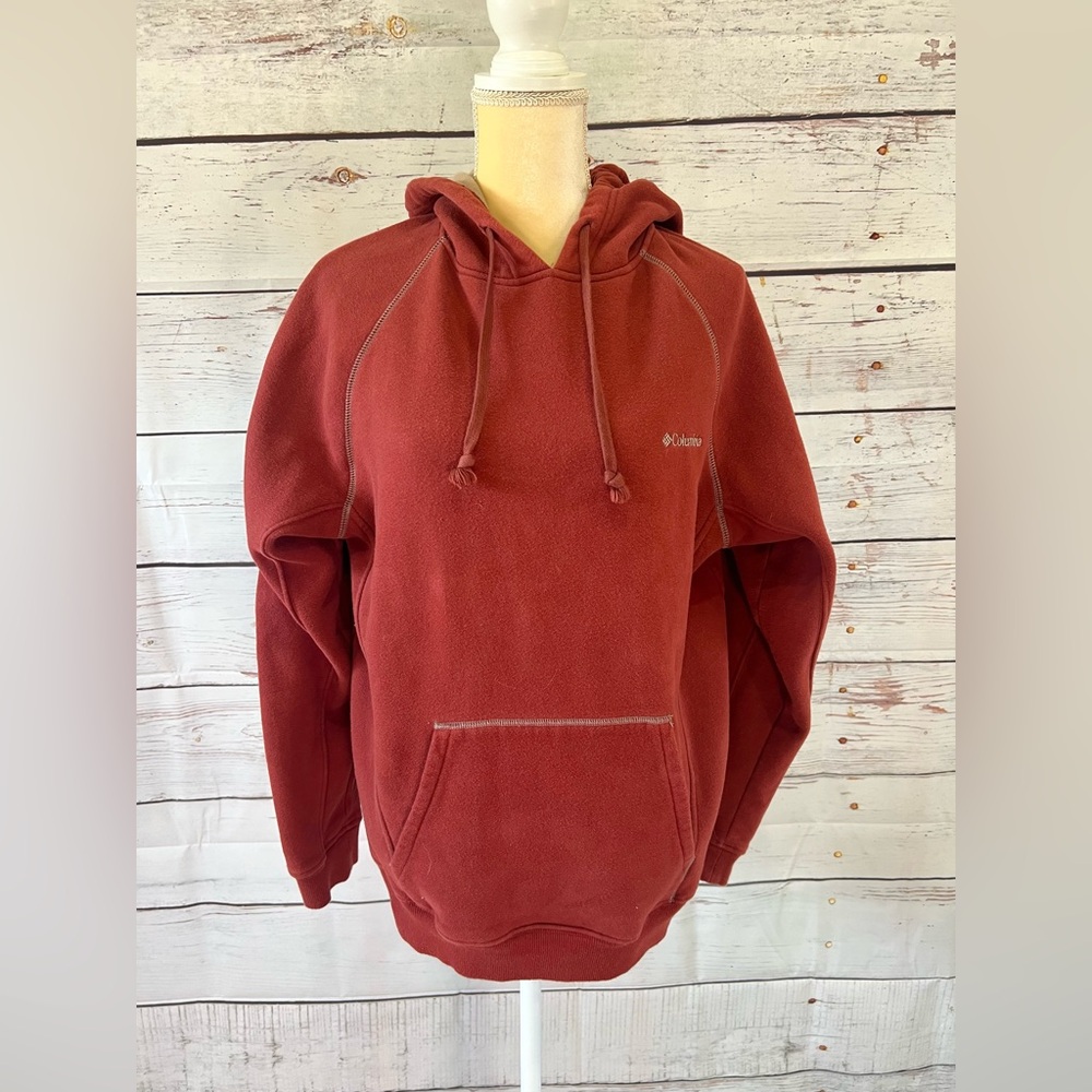 Columbia Woman’s Burnt Red Heavyweight Cotton Blend Soft Comfy Hoodie Size Large